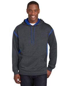 Clearance As Pictured Gph Hth/Tr Ryl Large CB -Sport-Tek® Tech Fleece Colorblock Hooded Sweatshirt